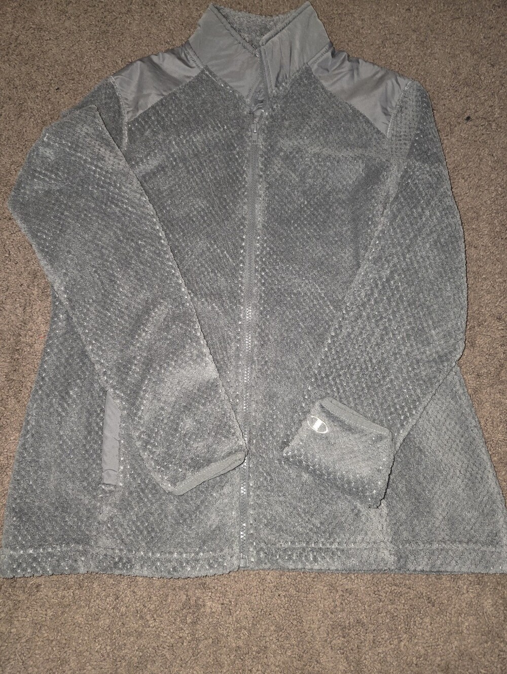 Champion Fleece Zip Jacket Gray Size Large